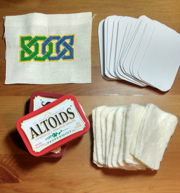 Celtic knot cross-stitch tin topper supplies