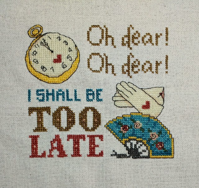 I'm Late: An Alice in Wonderland White Rabbit Inspired Cross-Stitch Pattern