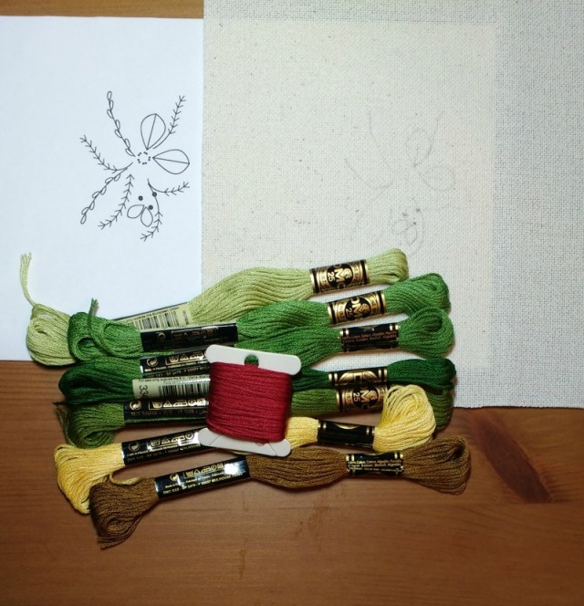 transferring the embroidery design onto fabric