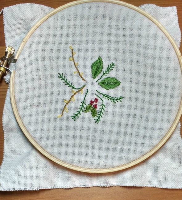 stitched embroidered background for stumpwork embroidery flower project