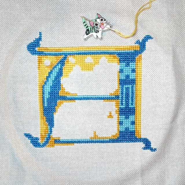 stitched letter A progress 2