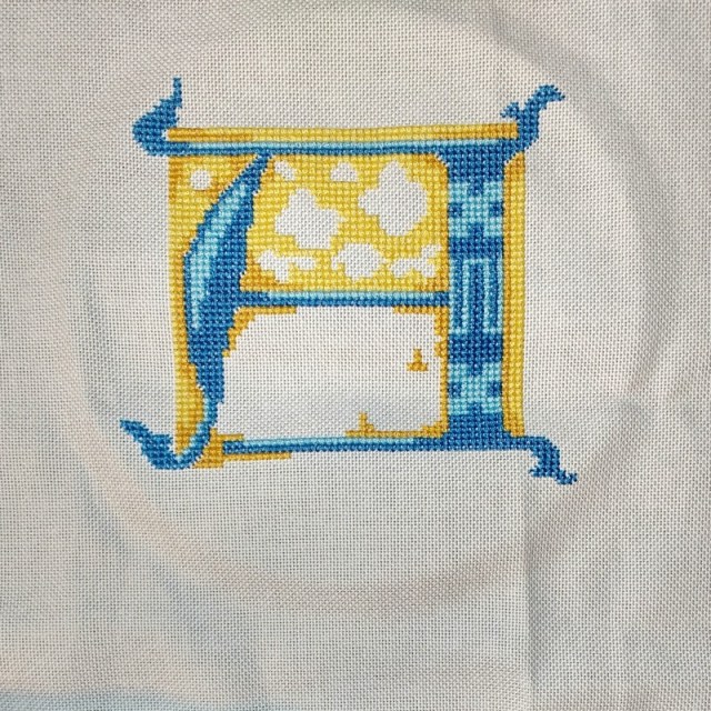 stitched letter A progress 3
