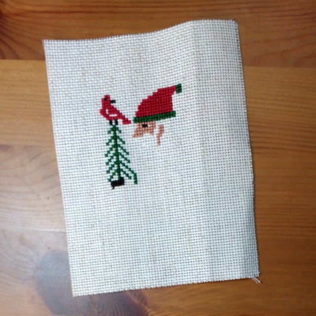 Santa cross-stitch start